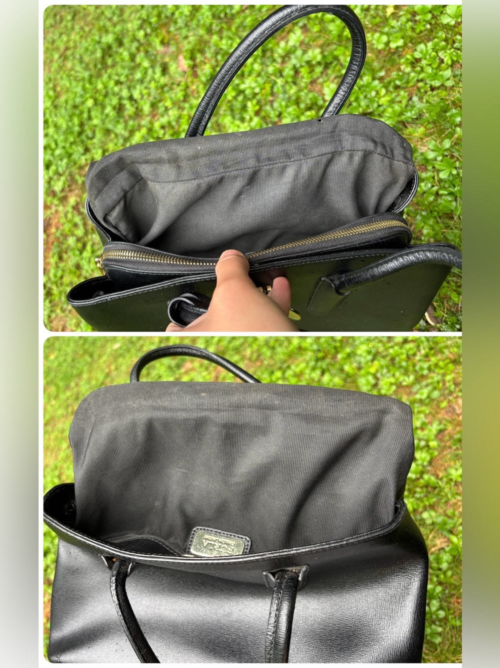 Furla Black Leather Satchel Handbag EUC - Picture 6 of 16